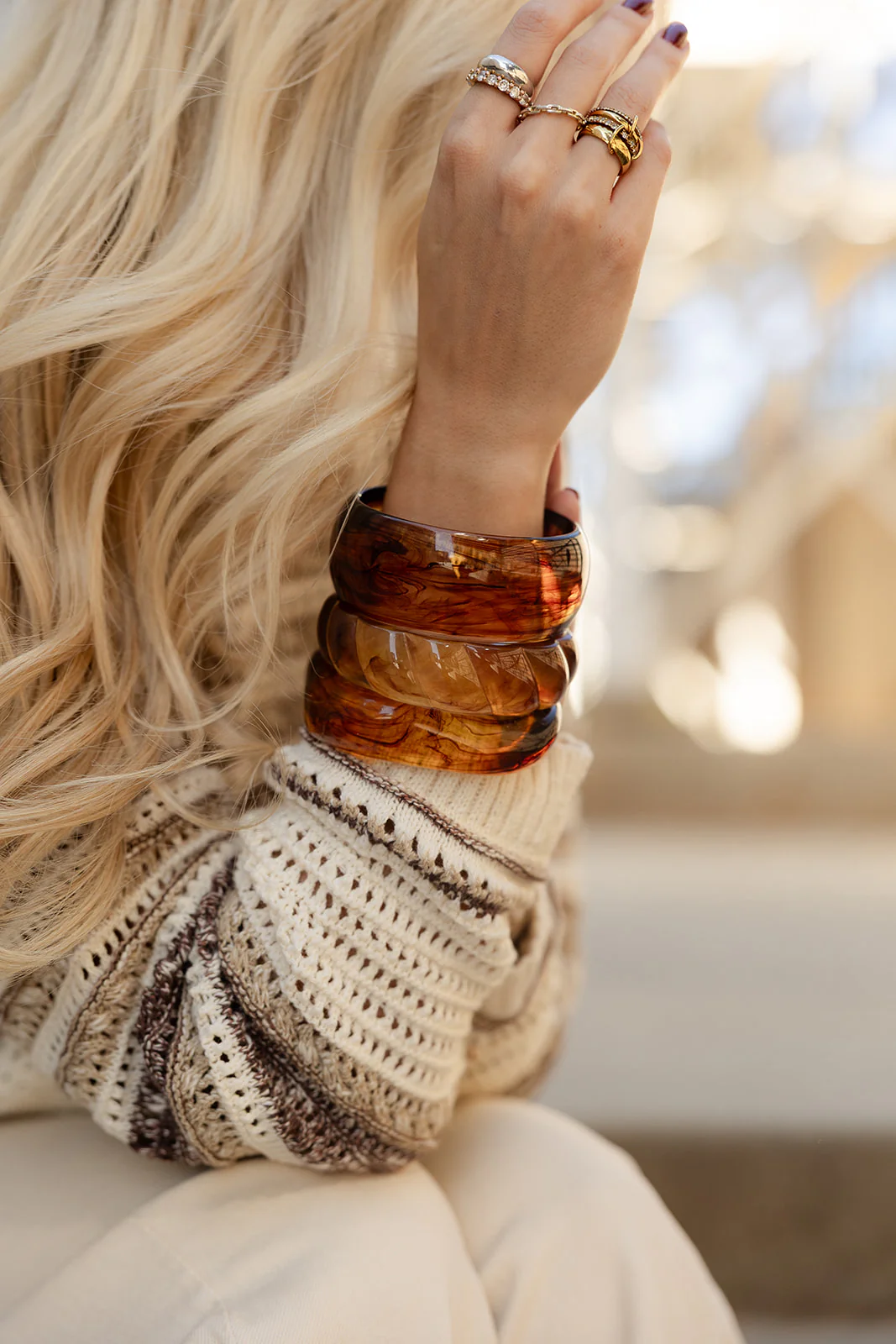 Alicia Brown Tortoise Bangle Set - Image 4