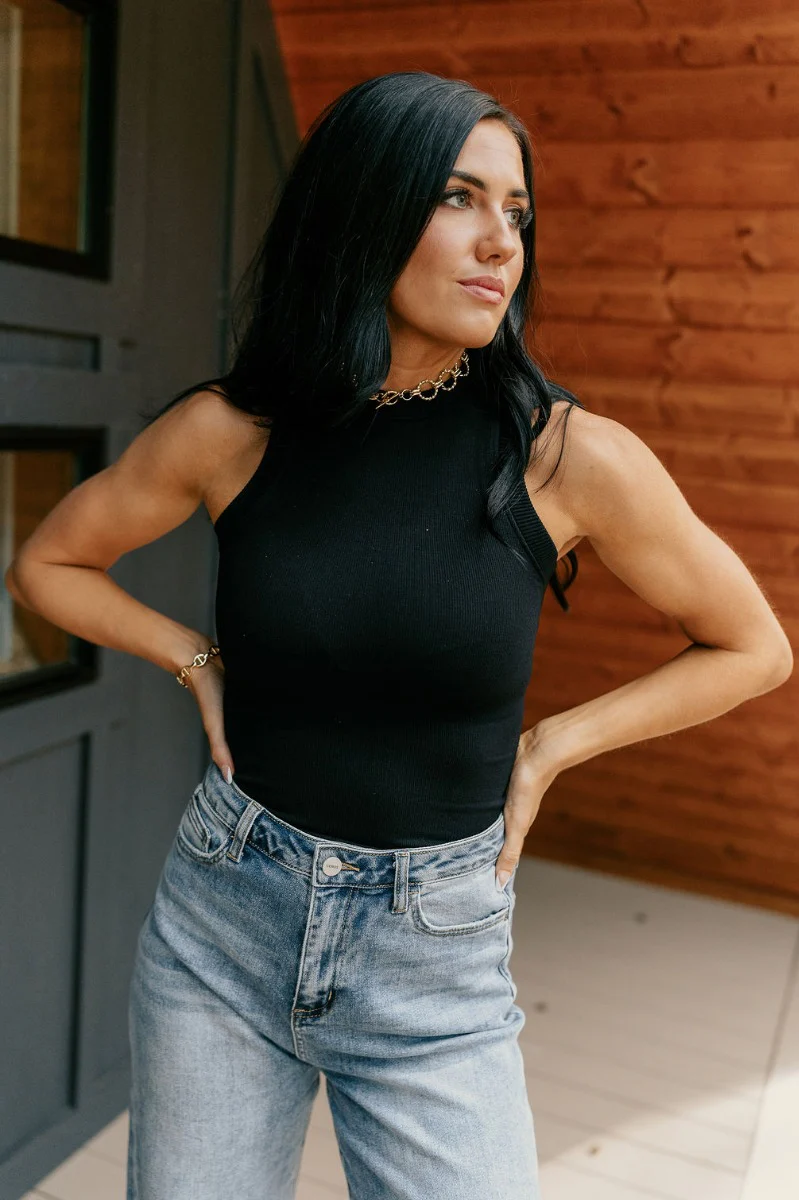 Alina Black Knit Sleeveless Tank - Image 4