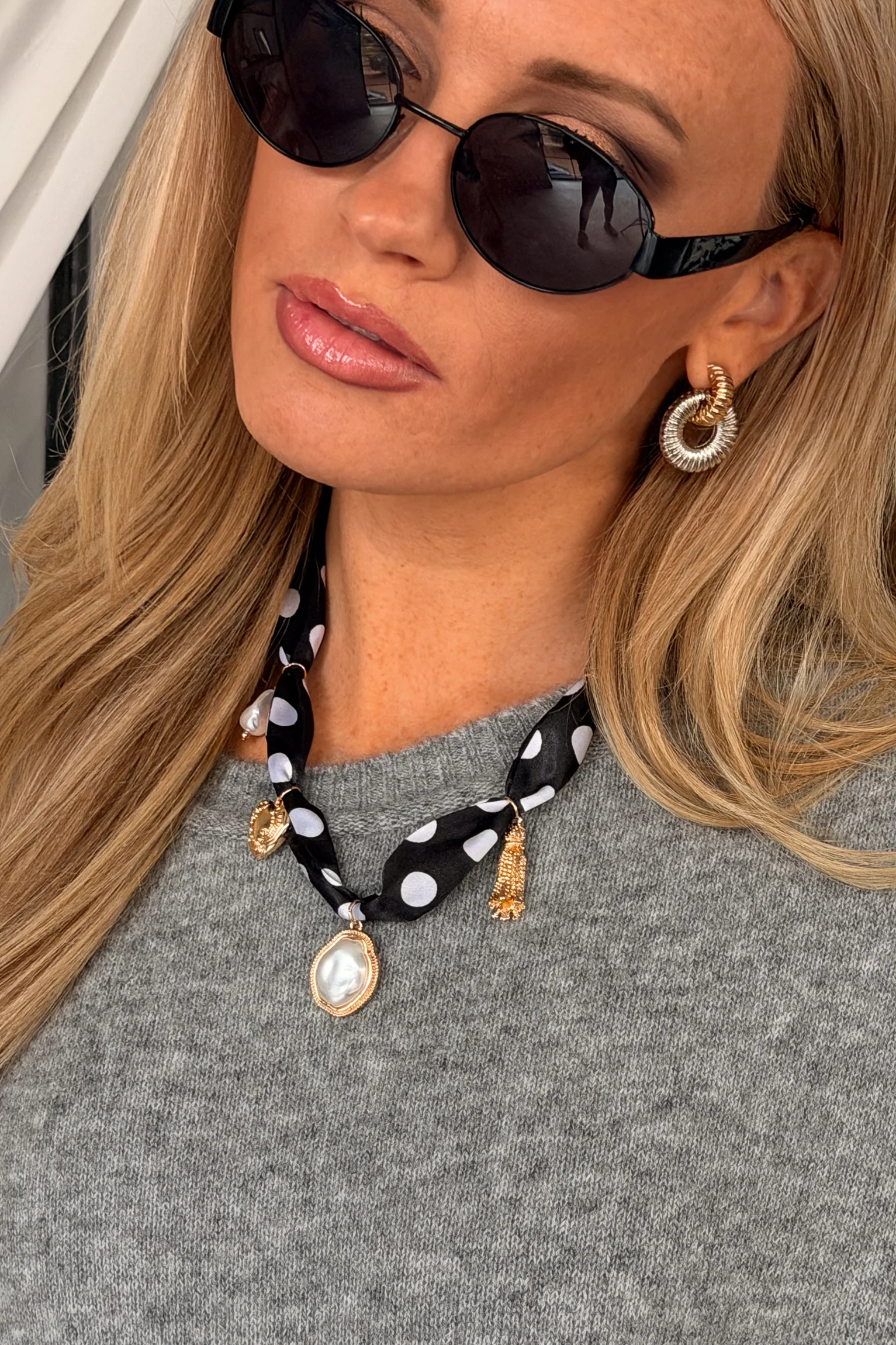Alina Black & White Polka Dot Pearl Necklace