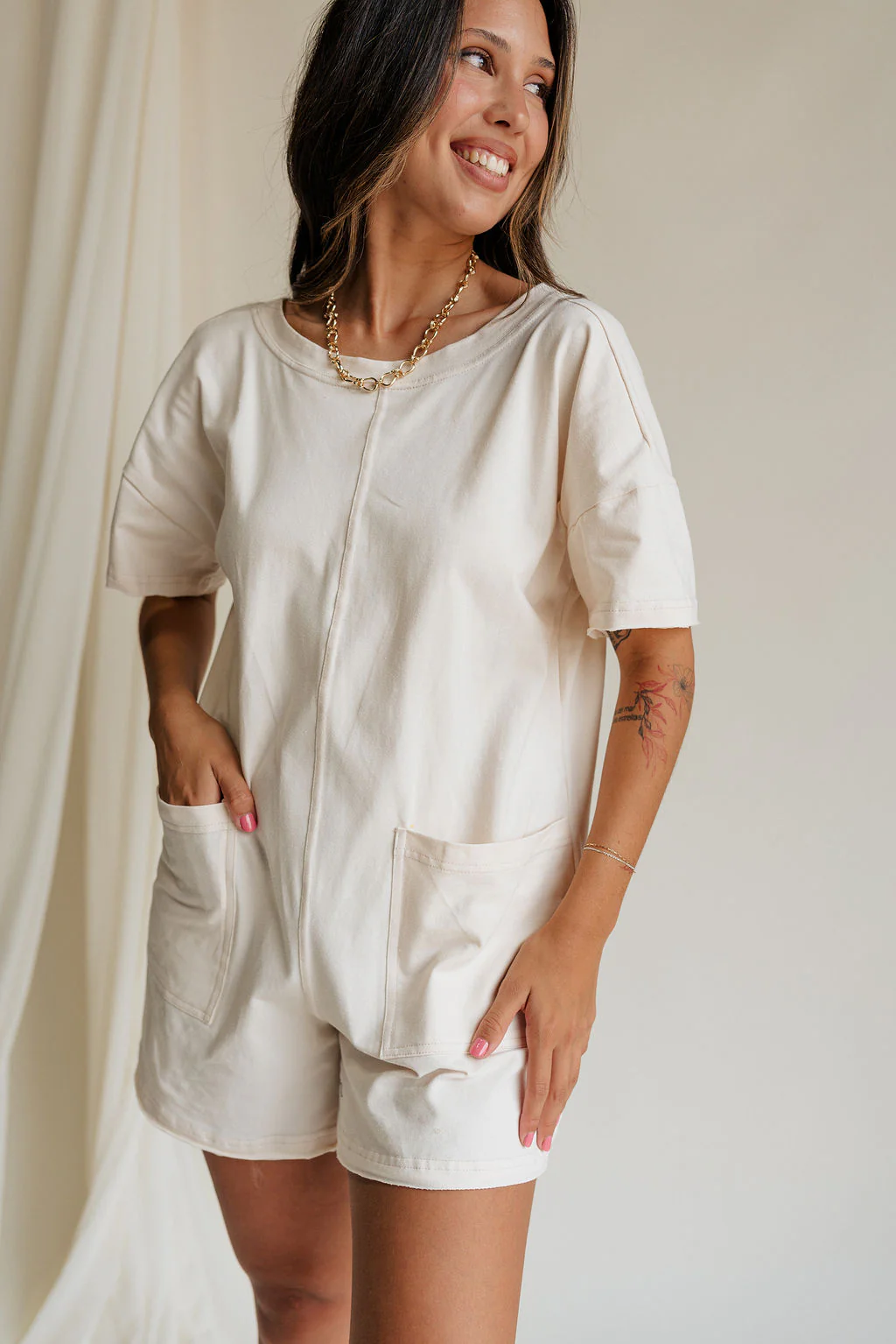 Aline V-Neckline Short Sleeve Romper - Image 7