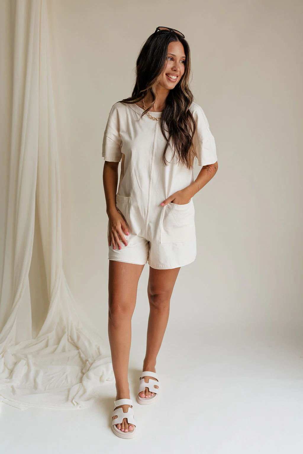 Aline V-Neckline Short Sleeve Romper - Image 8