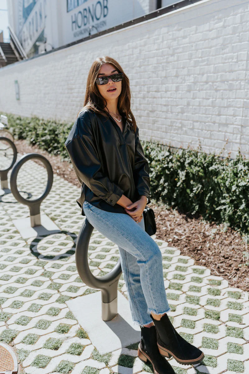 All My Love Faux-Leather Top in Black - Image 4