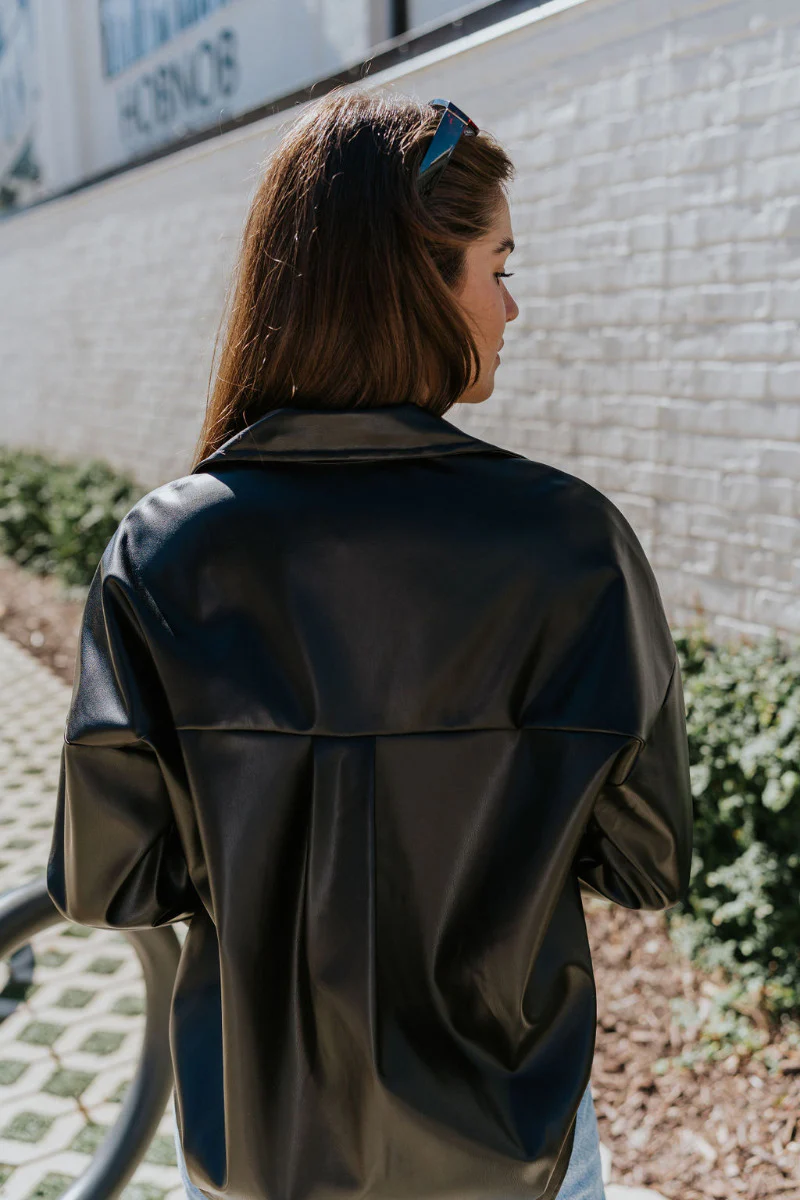 All My Love Faux-Leather Top in Black - Image 8