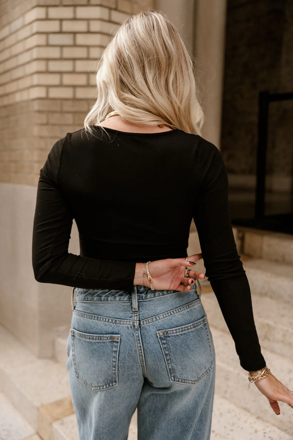 Alora Black Ruched Long Sleeve Top - Image 10