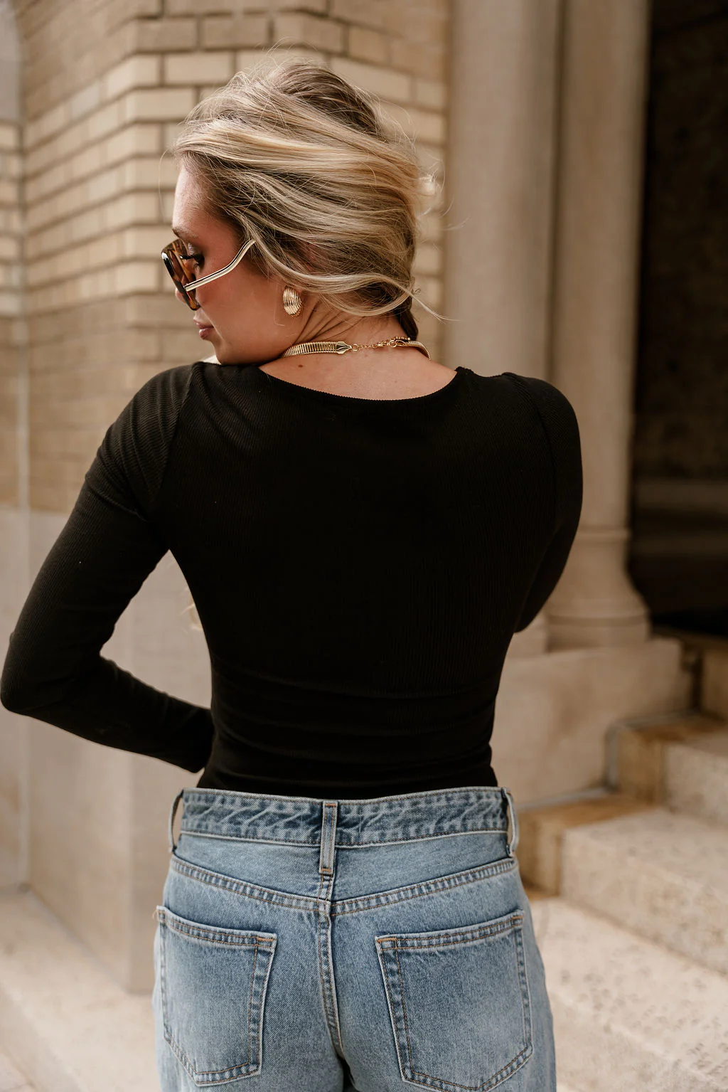 Alora Black Ruched Long Sleeve Top - Image 4