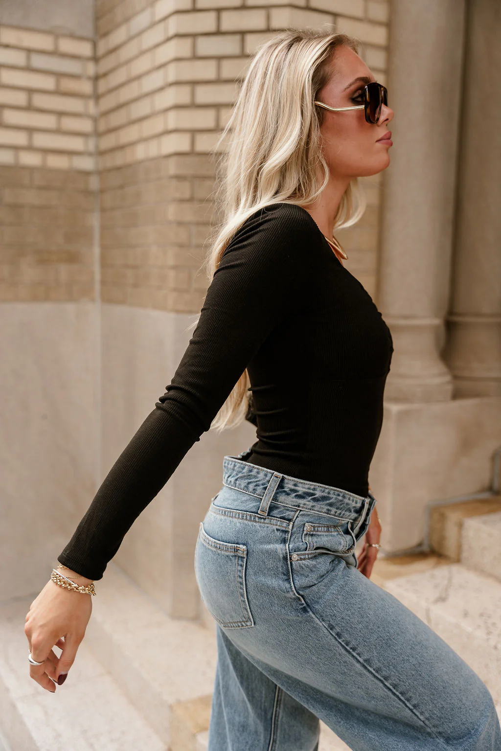Alora Black Ruched Long Sleeve Top - Image 8
