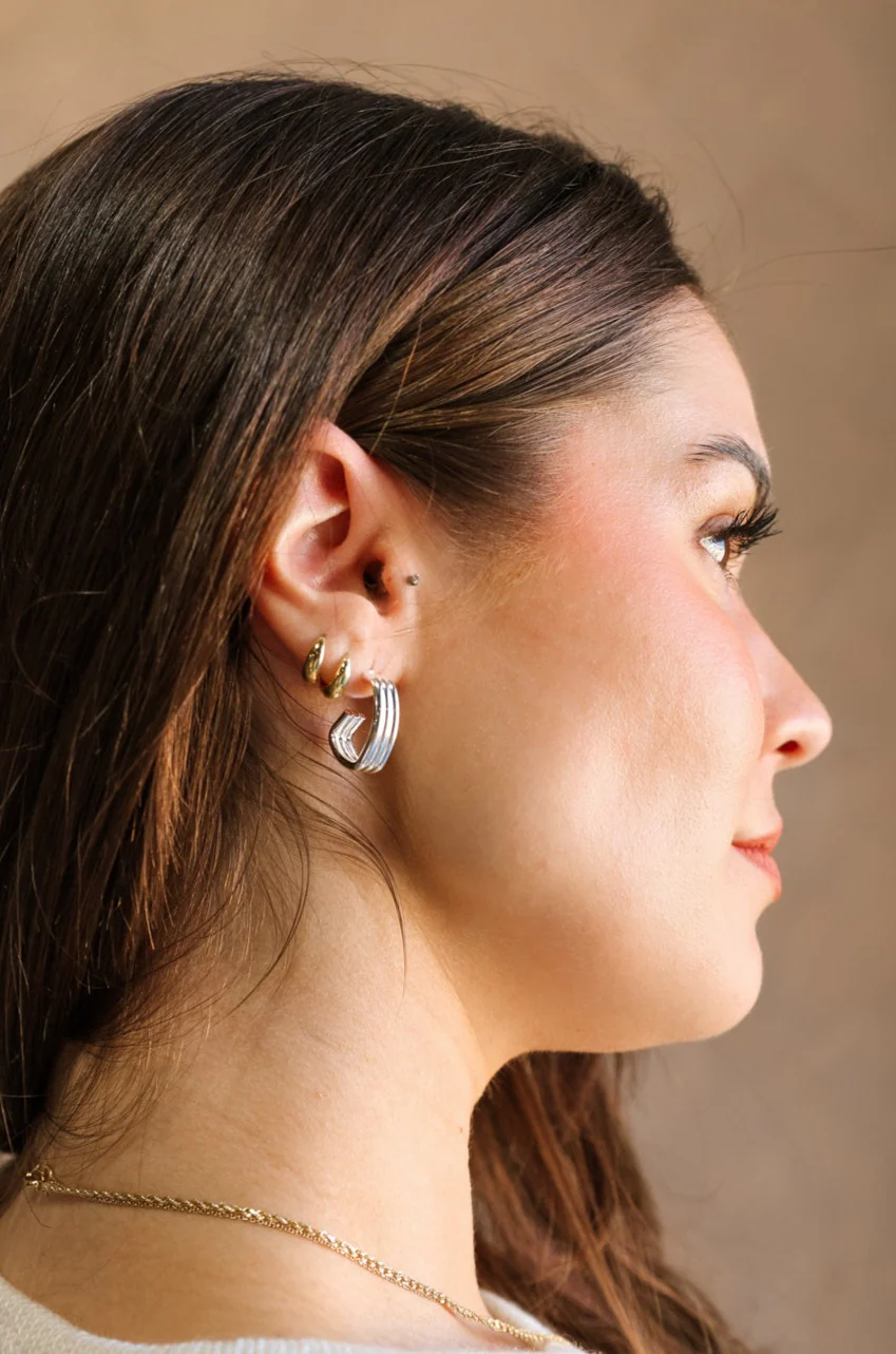 Amalia Silver Layered Hoop Earring