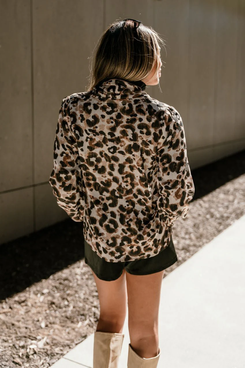 Amalie Cheetah Tie Neckline Top - Image 7