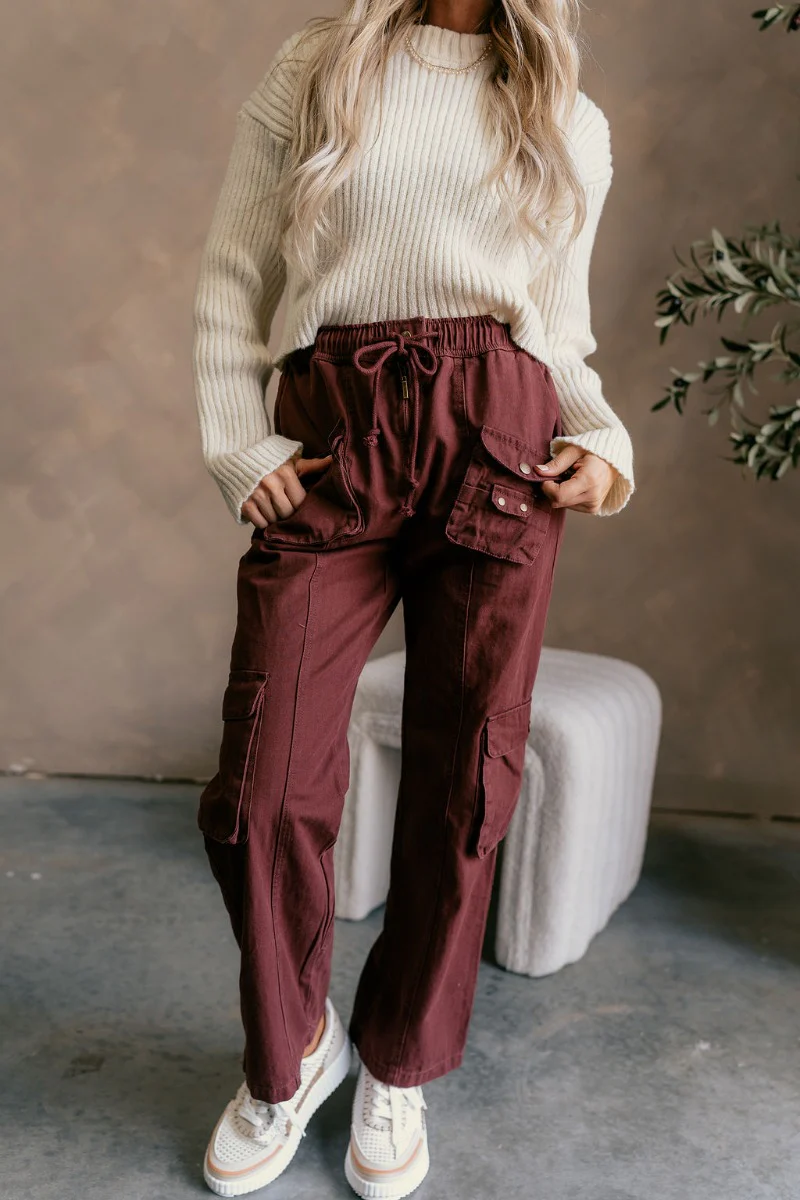 Amanda Burgundy Cargo Pants