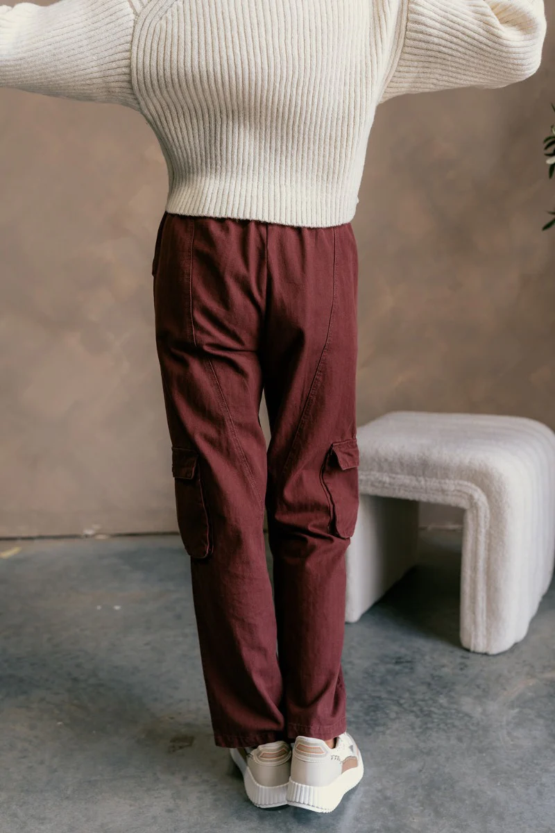Amanda Burgundy Cargo Pants - Image 4