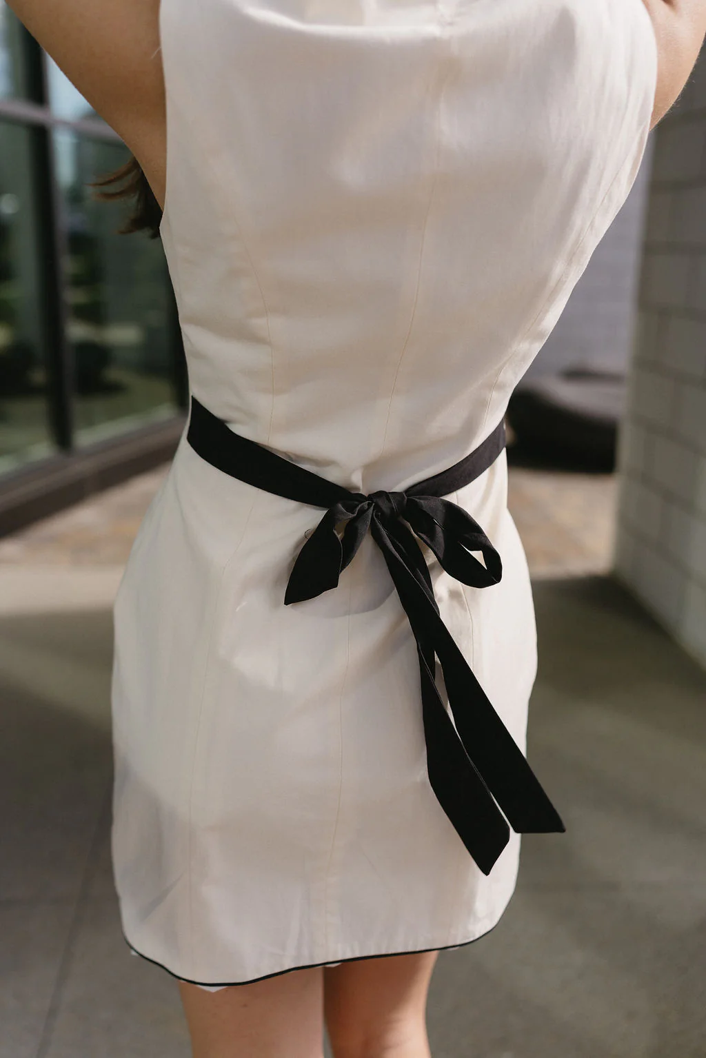 Amanda Cream & Black Button-Up Mini Dress - Image 10
