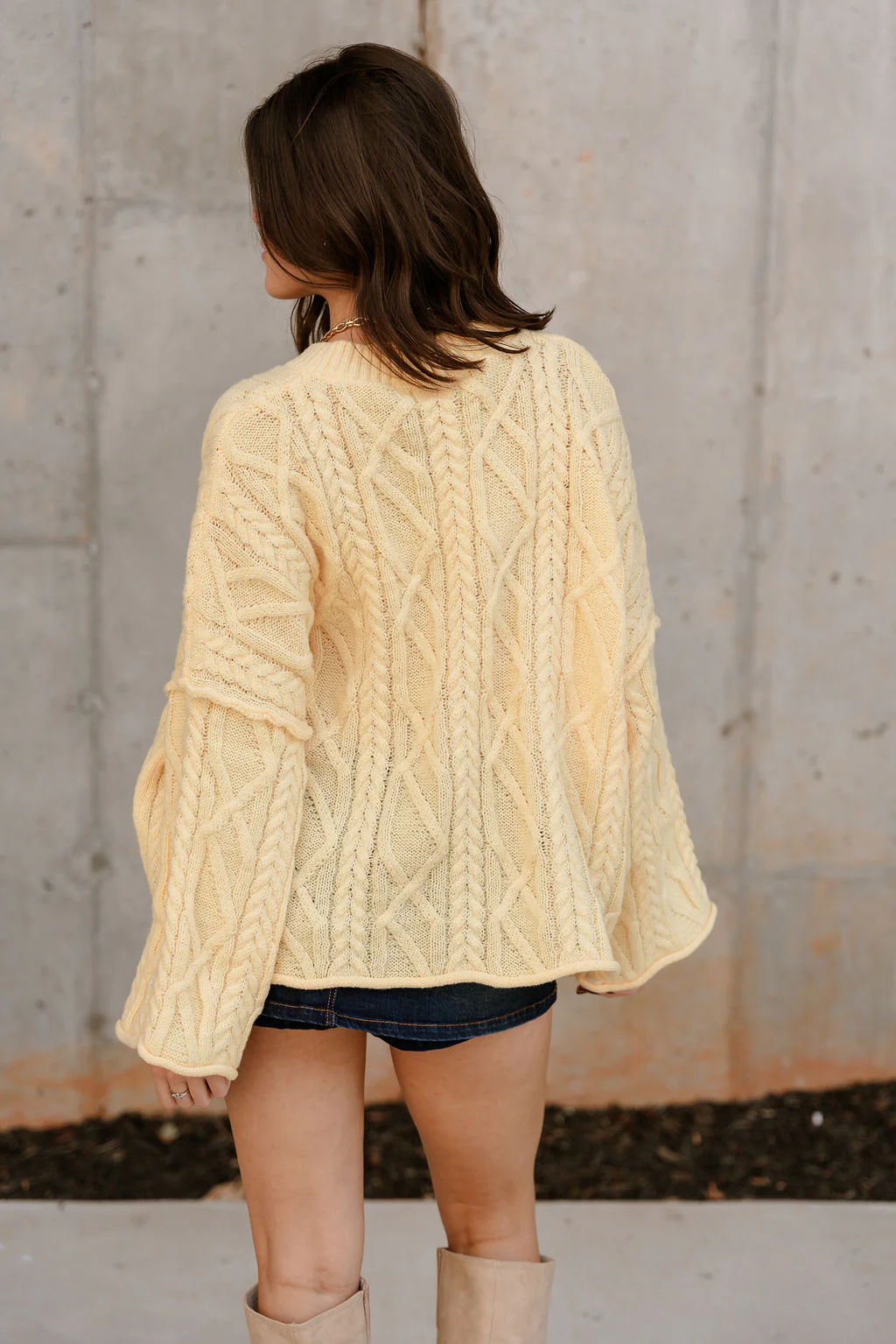 Amanda Yellow Cable Knit Sweater - Image 4