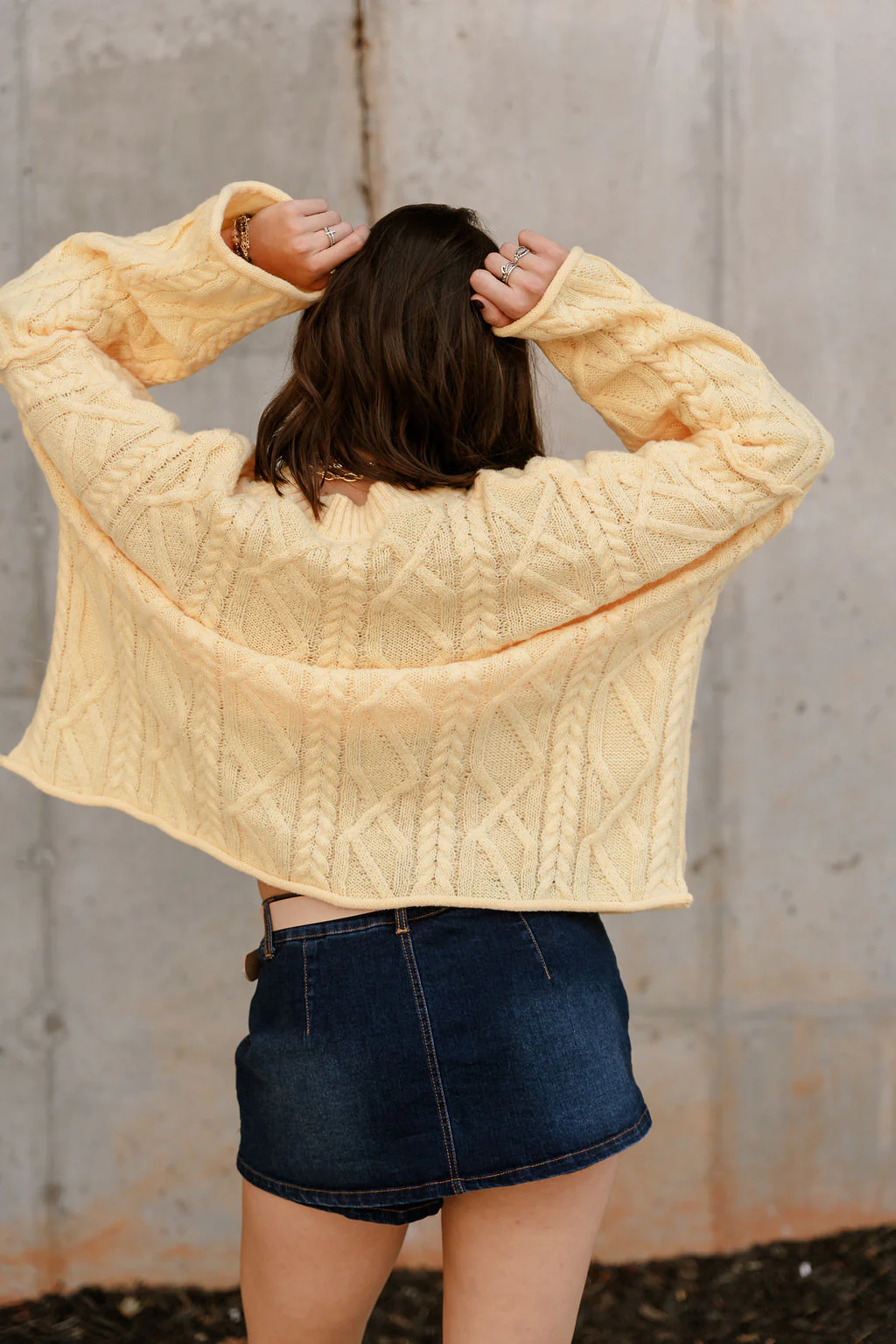 Amanda Yellow Cable Knit Sweater - Image 7