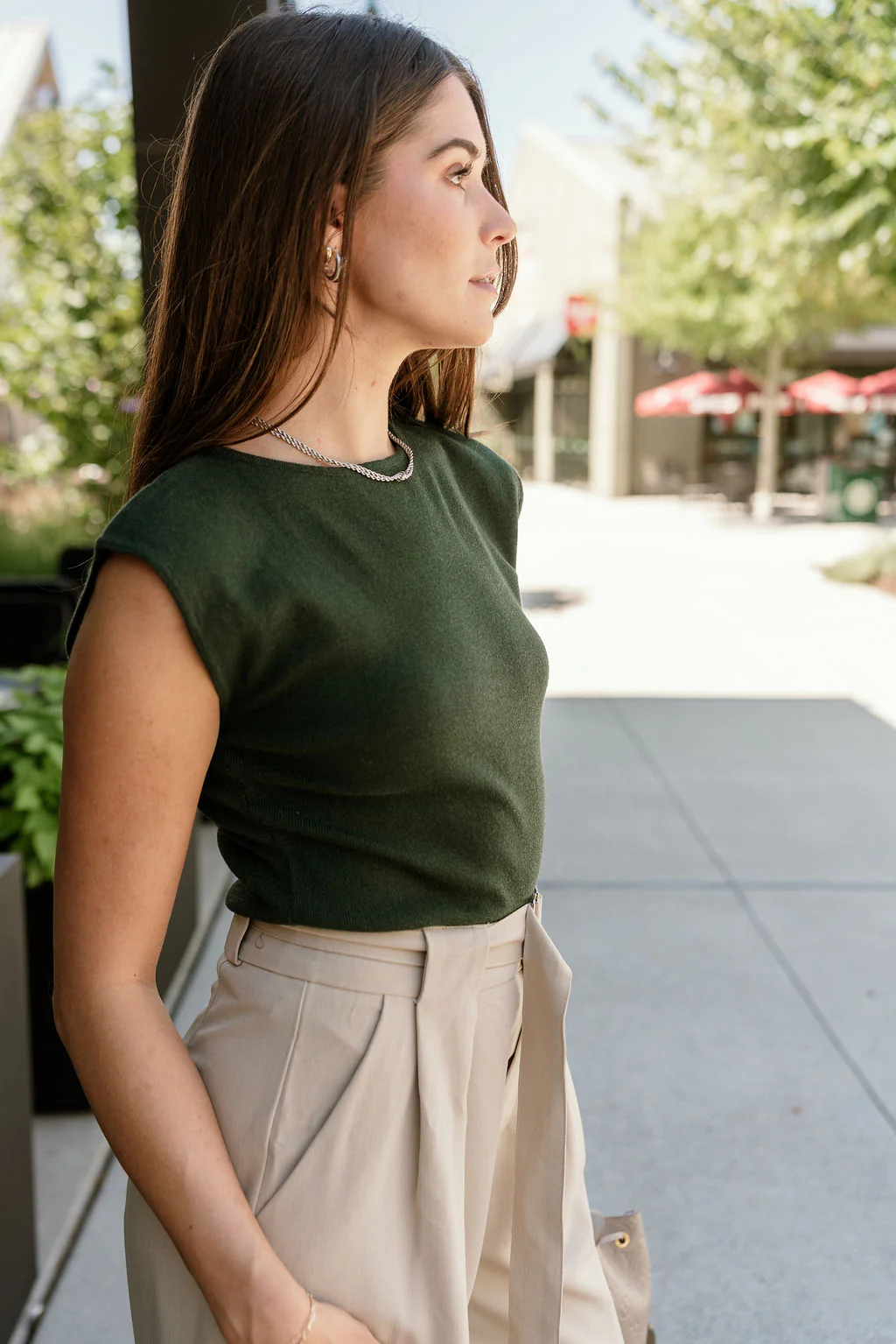 Amara Dark Green Sleeveless Tank - Image 2