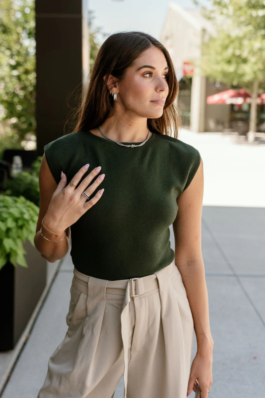 Amara Dark Green Sleeveless Tank - Image 3