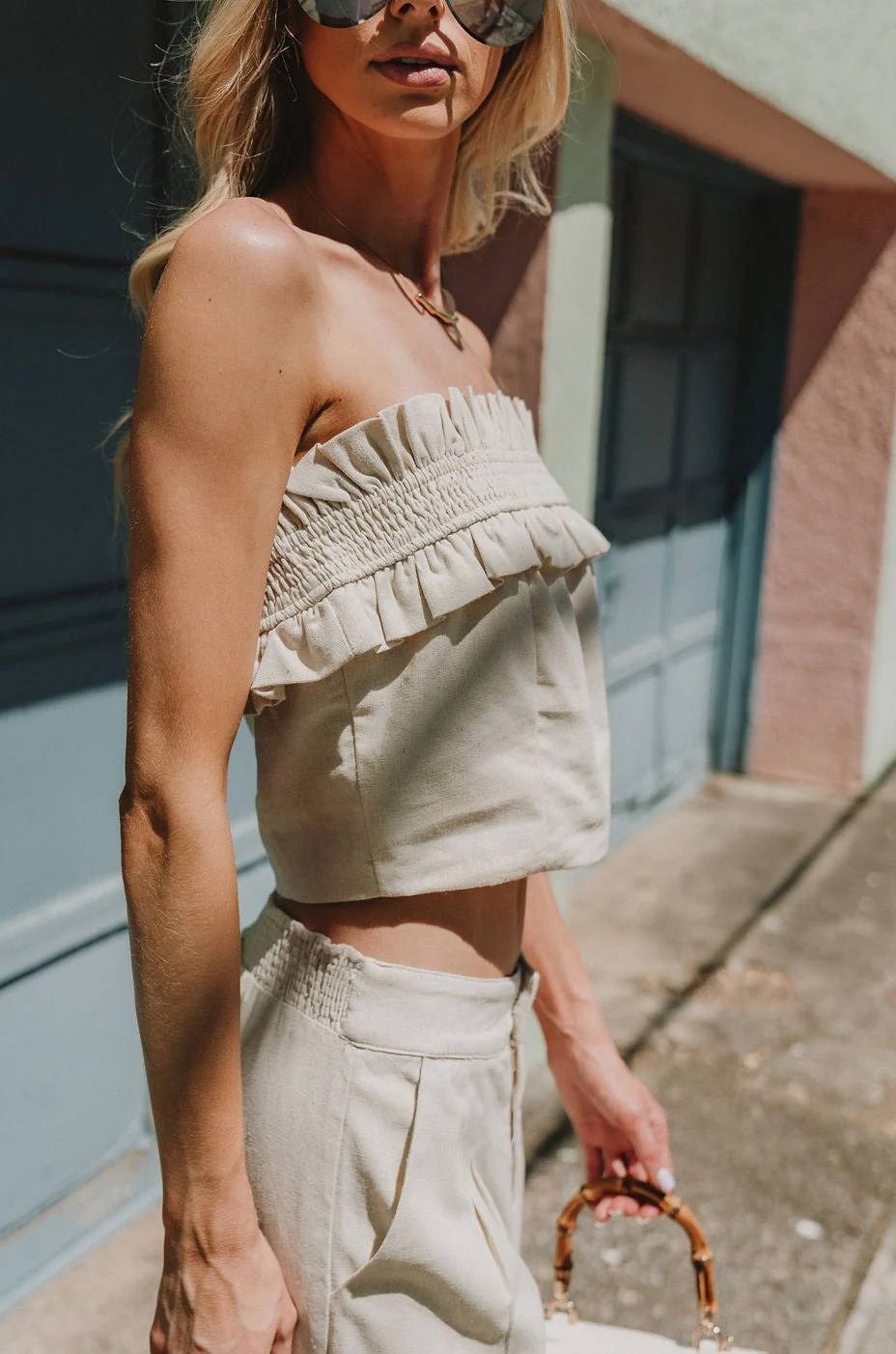 Amaya Natural Strapless Crop Top - Image 3
