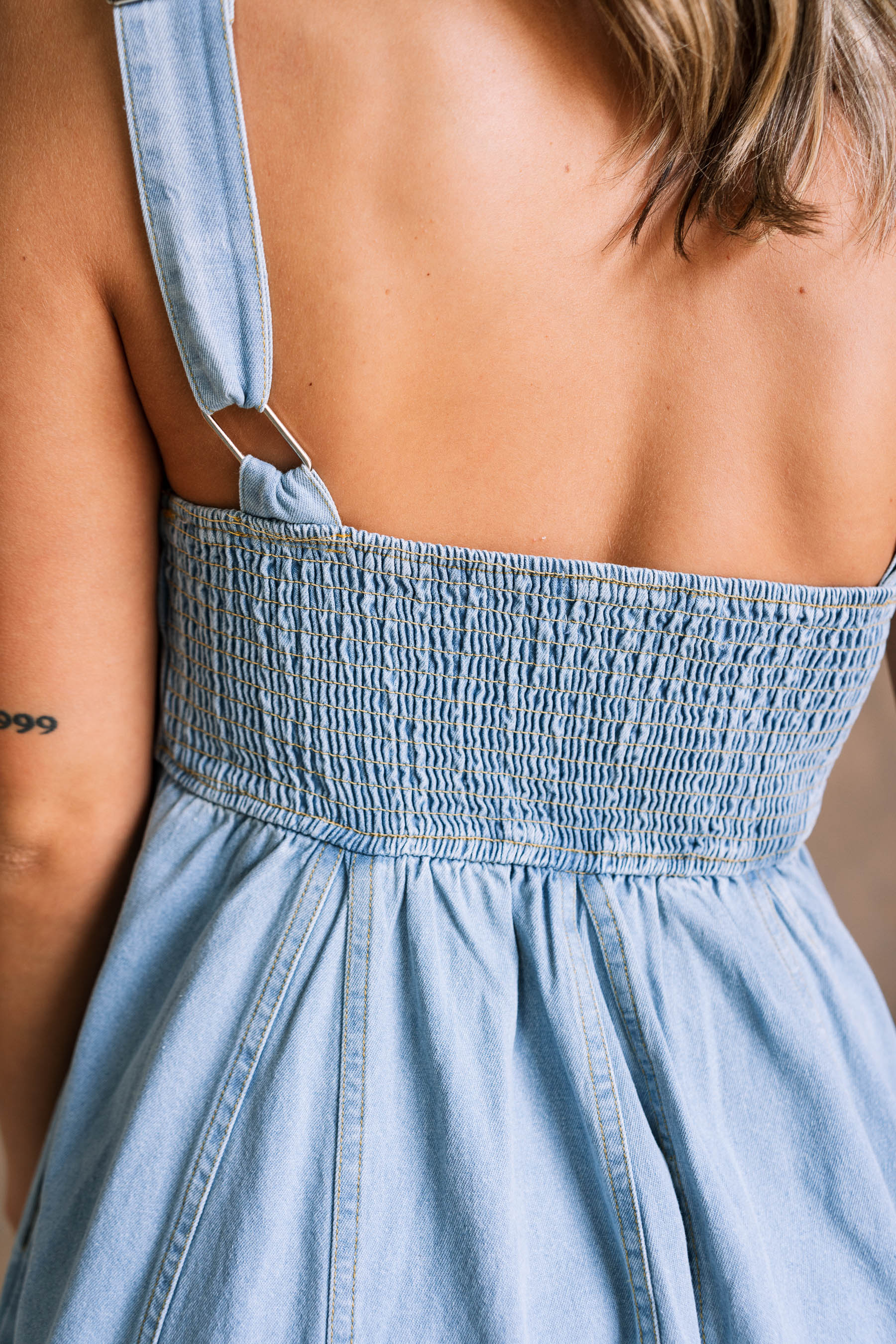 Amelia Light Denim Flare Mini Dress - Image 12