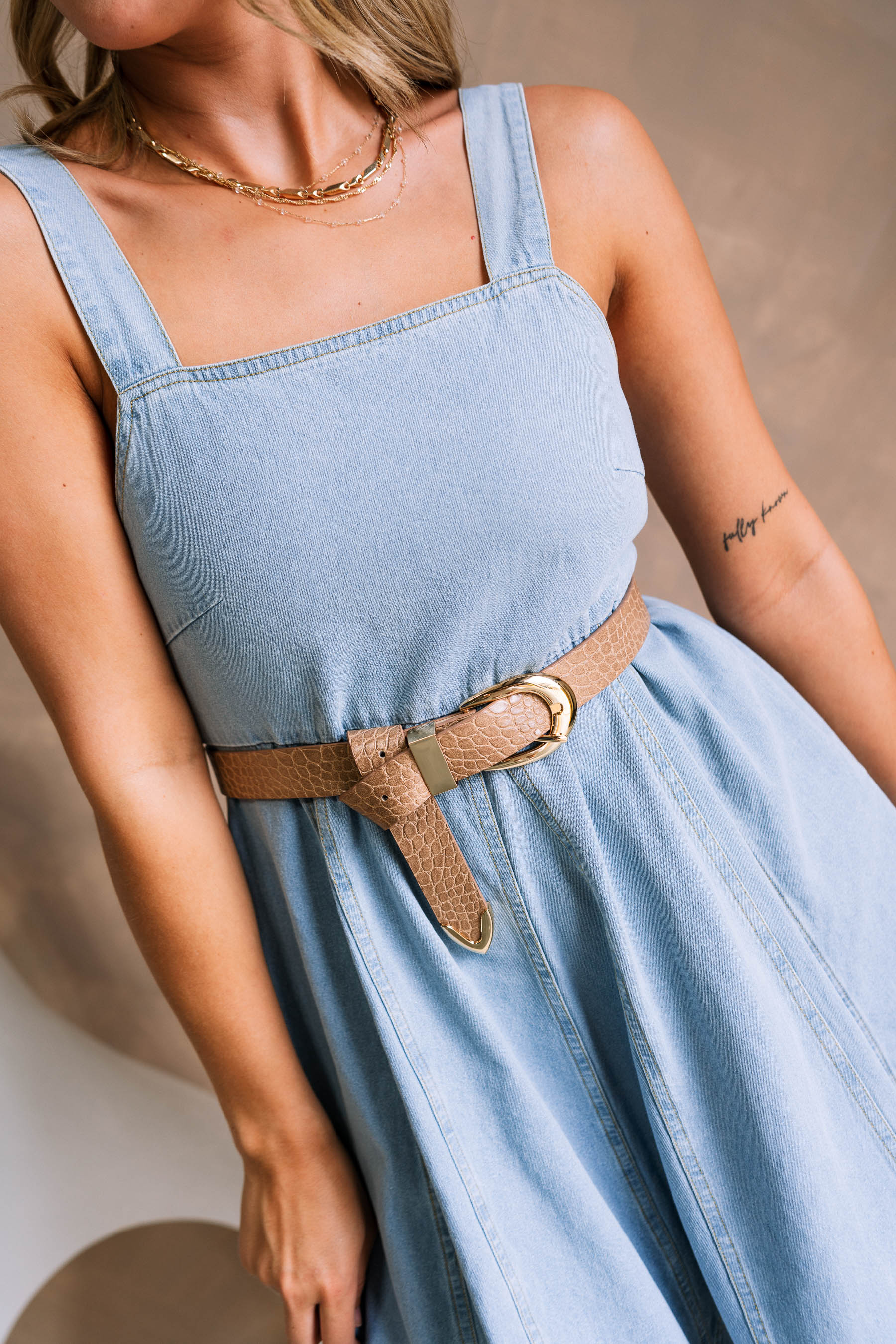Amelia Light Denim Flare Mini Dress - Image 7