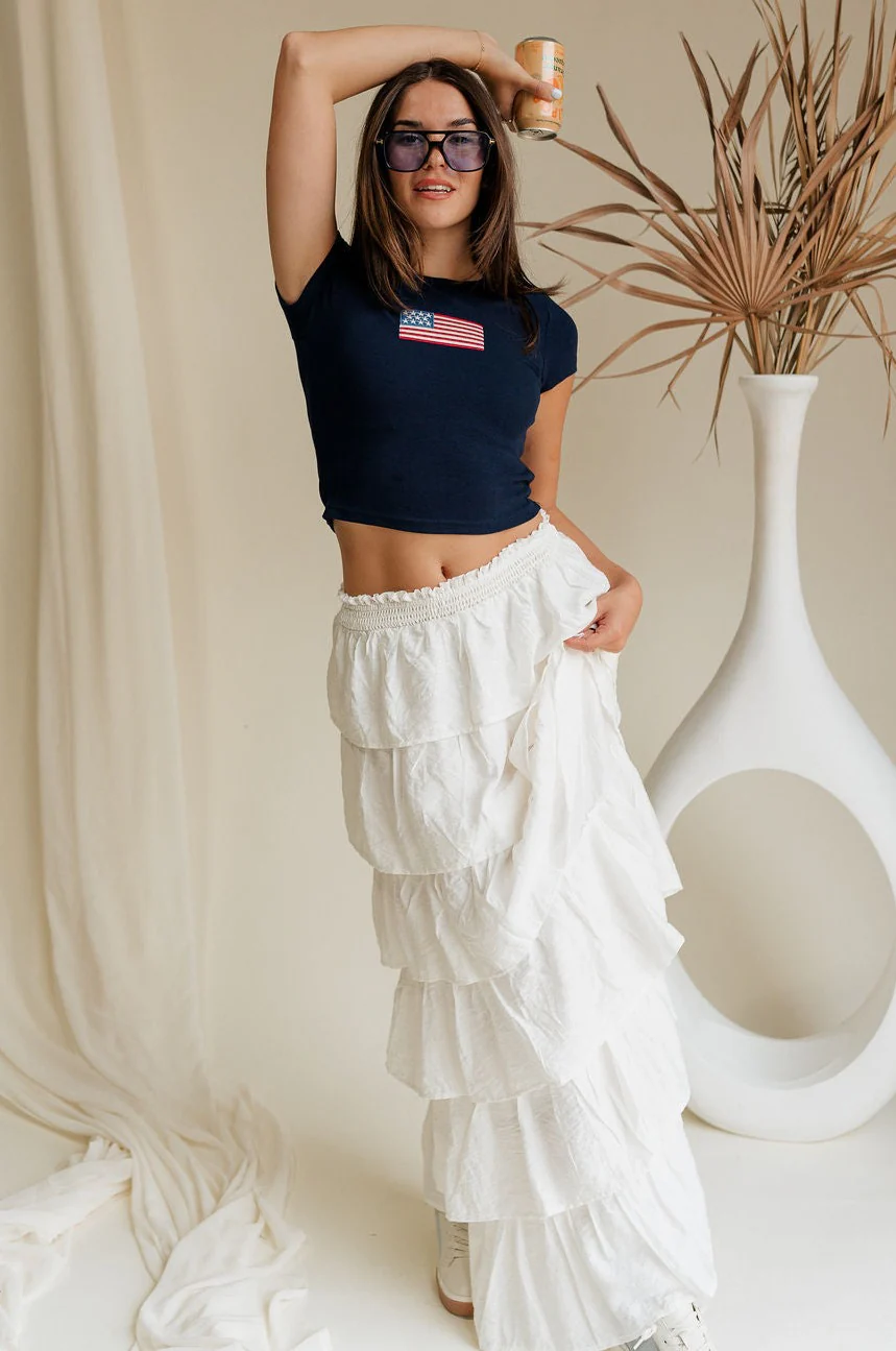 American Flag Graphic Cropped Short Sleeve Top - Image 7