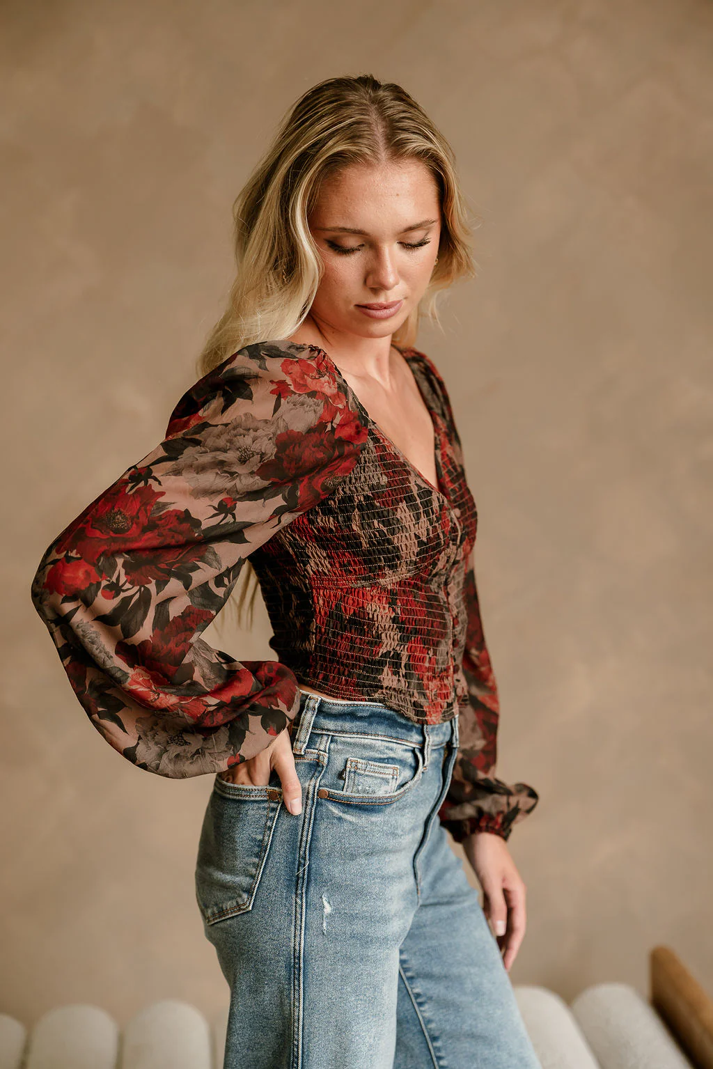 Amora Black Multi Floral Long Sleeve Top - Image 6