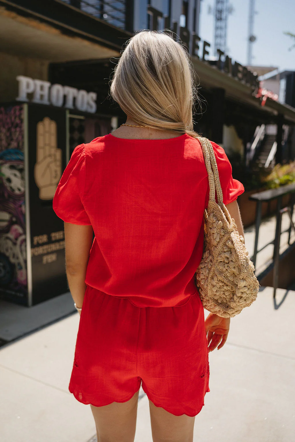 Angela Red Floral Eyelet Tie Top - Image 3