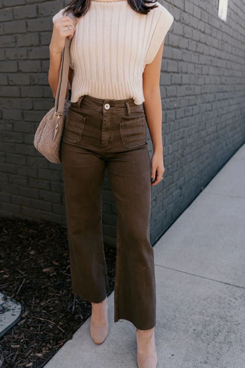 Angelina Brown High-Waisted Wide Leg Pants - Image 3