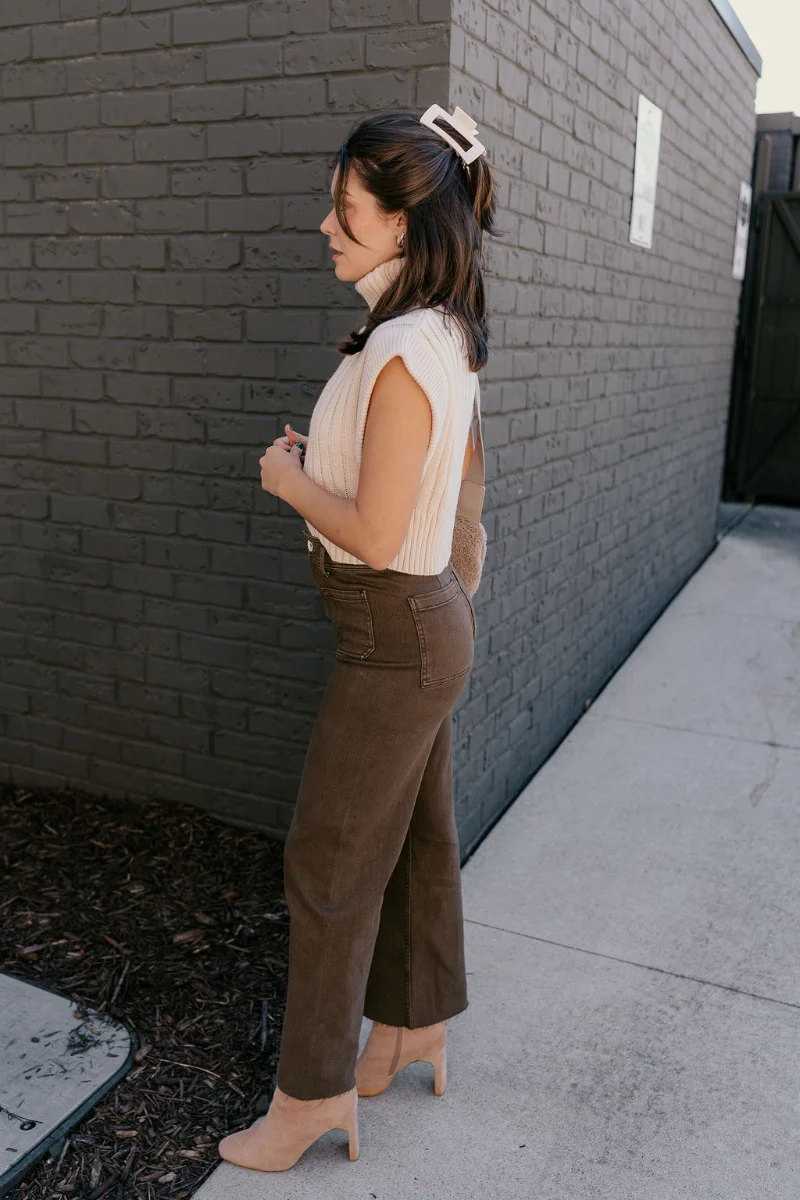 Angelina Brown High-Waisted Wide Leg Pants - Image 4