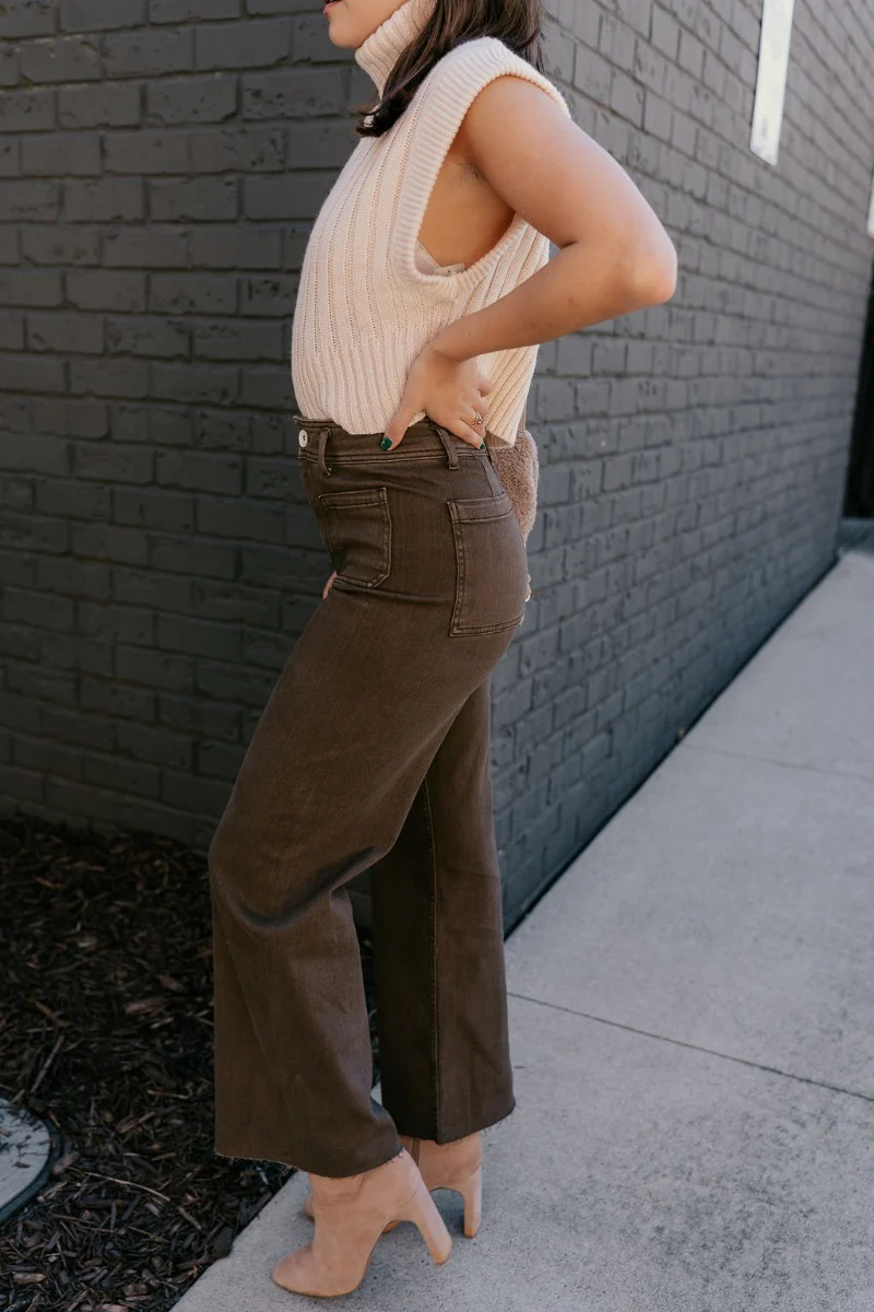 Angelina Brown High-Waisted Wide Leg Pants - Image 5
