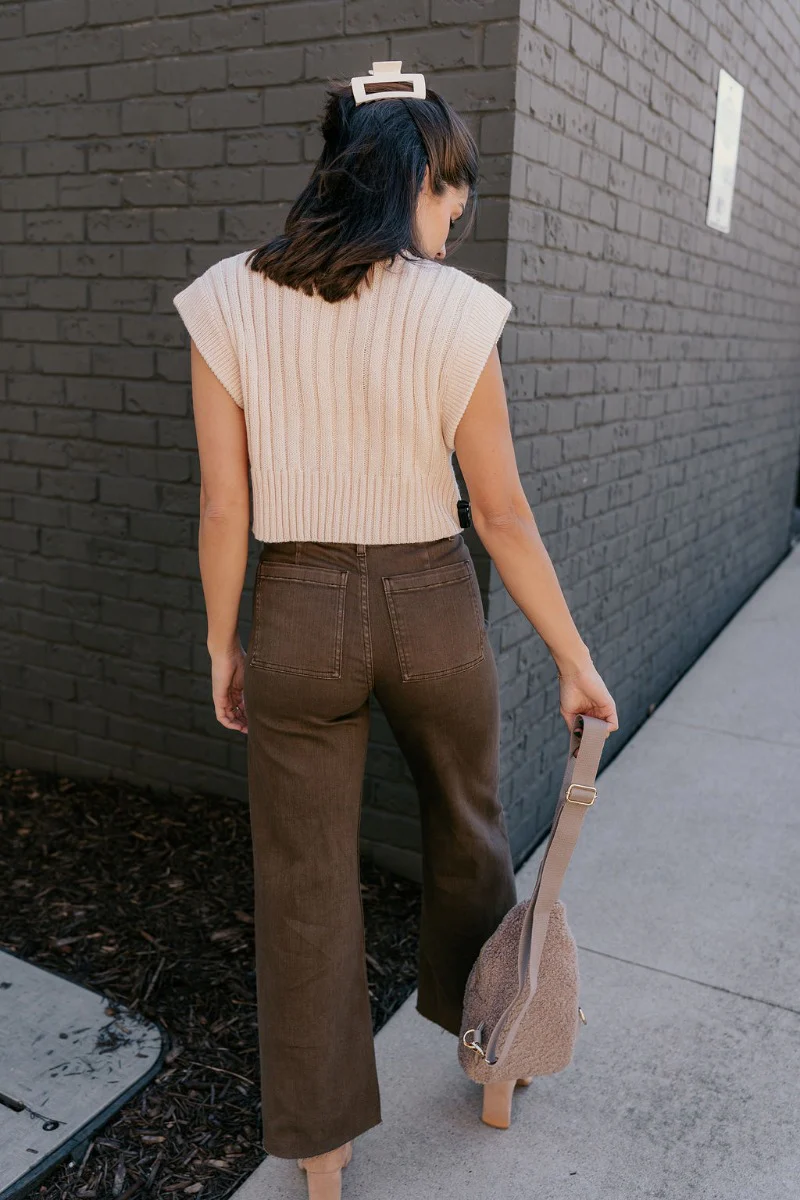 Angelina Brown High-Waisted Wide Leg Pants - Image 7