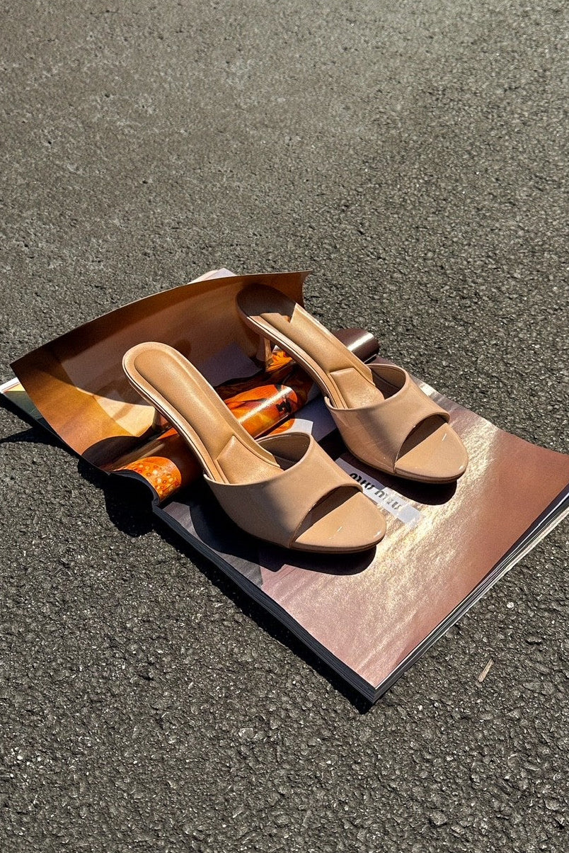 Angie Nude Patent Leather Slide-On Heel - Image 7