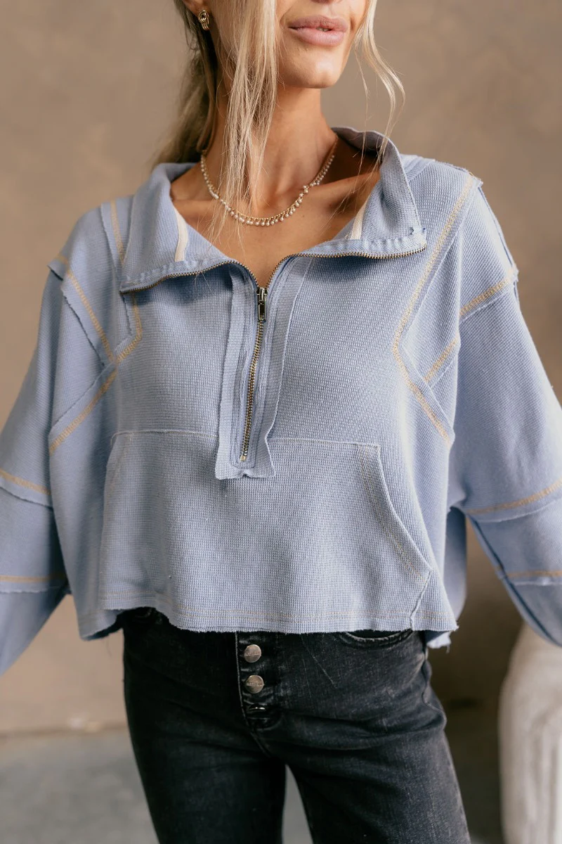 Anna Periwinkle Thermal Long Sleeve Top - Image 2