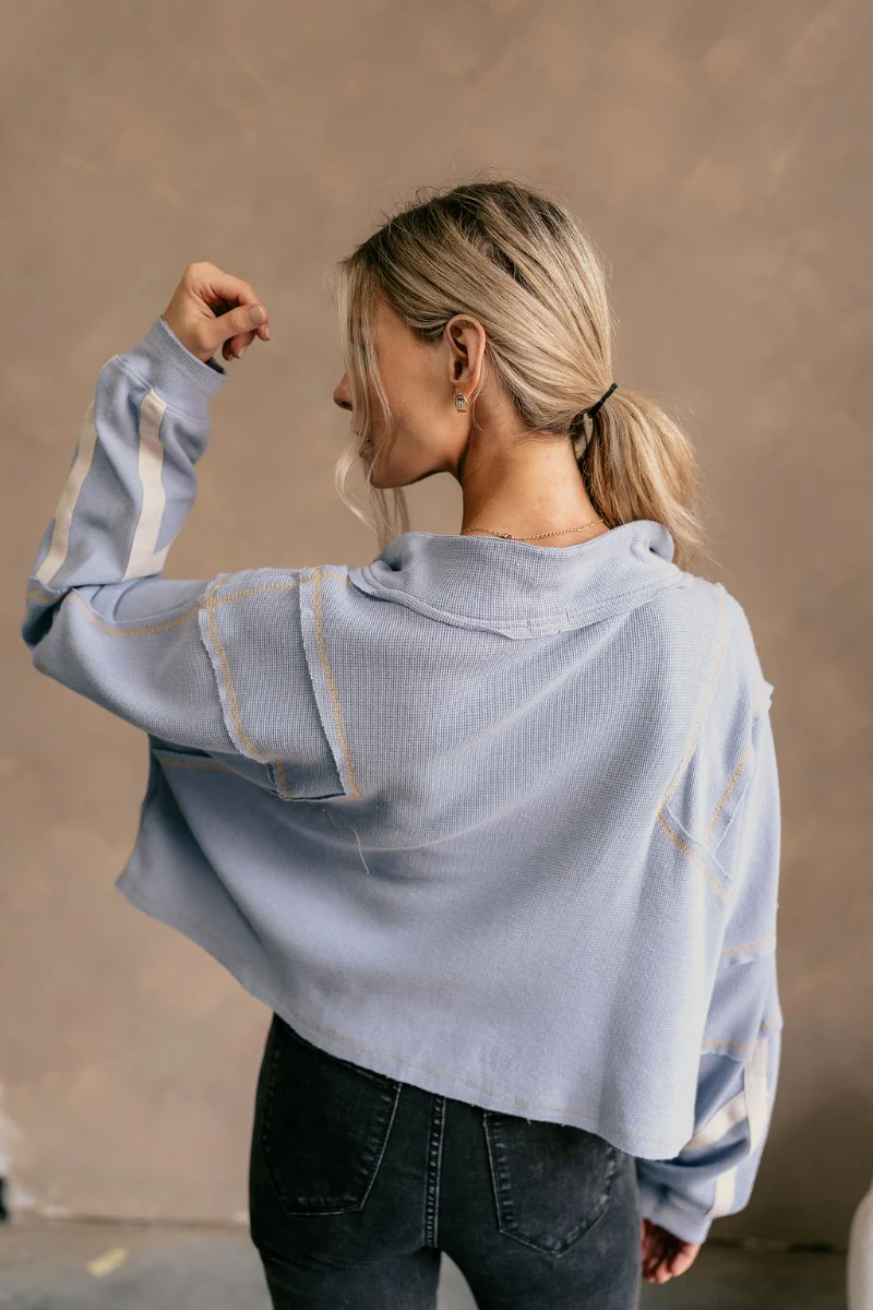 Anna Periwinkle Thermal Long Sleeve Top - Image 4