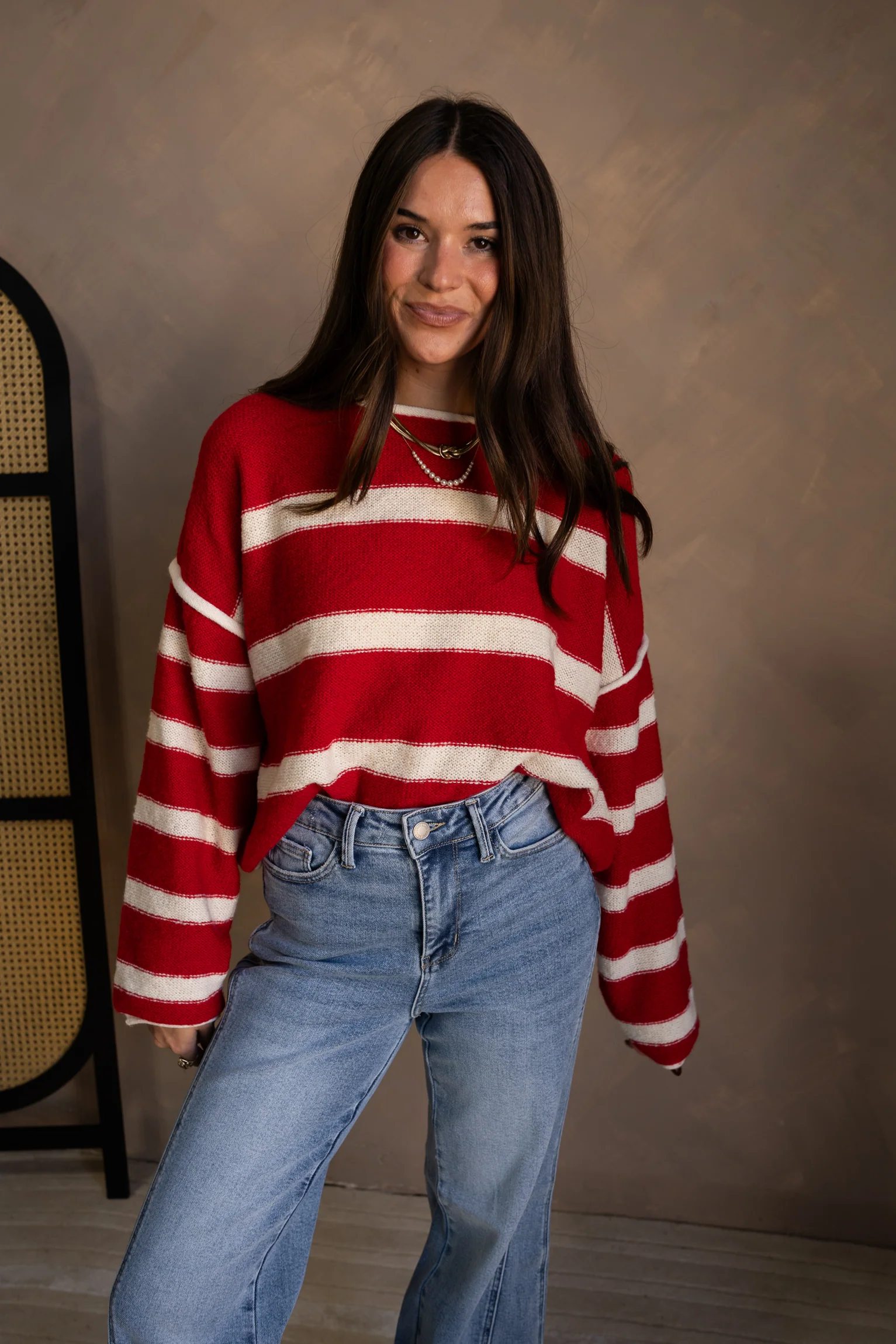 Annalie Red & Cream Stripe Sweater - Image 5
