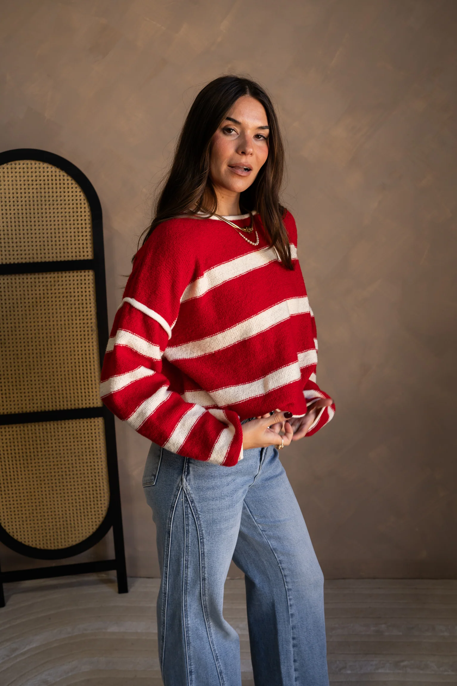 Annalie Red & Cream Stripe Sweater - Image 6