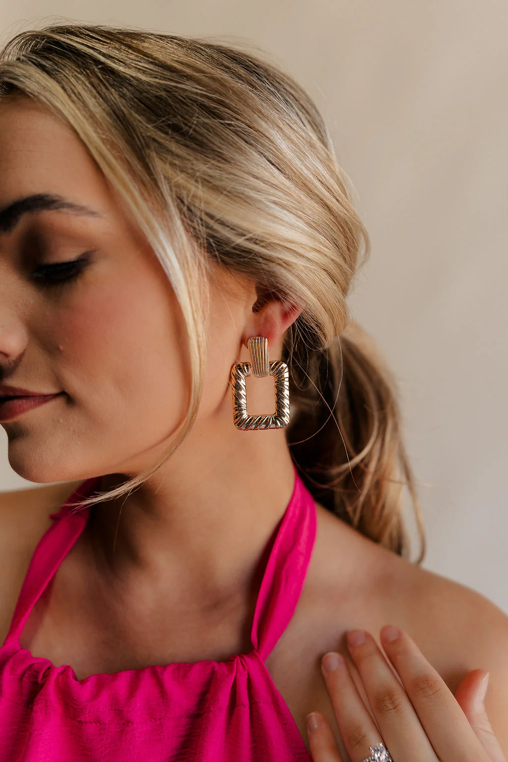 Ara Gold Square Dangle Earring - Image 2