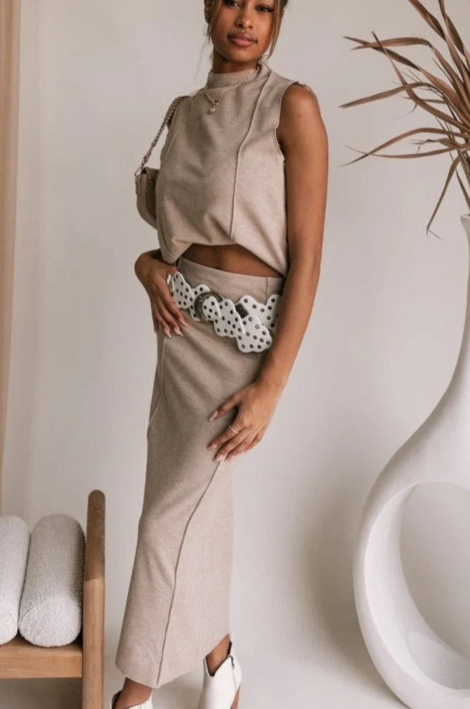 Arabella Beige Maxi Skirt