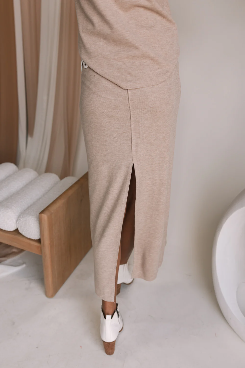 Arabella Beige Maxi Skirt - Image 3