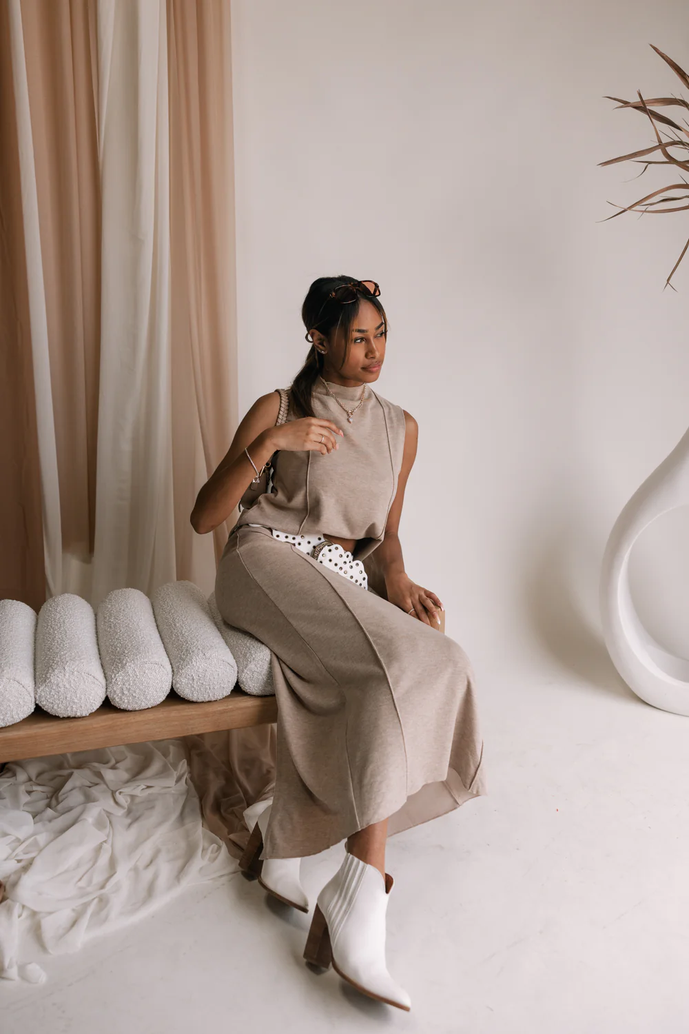 Arabella Beige Maxi Skirt - Image 4