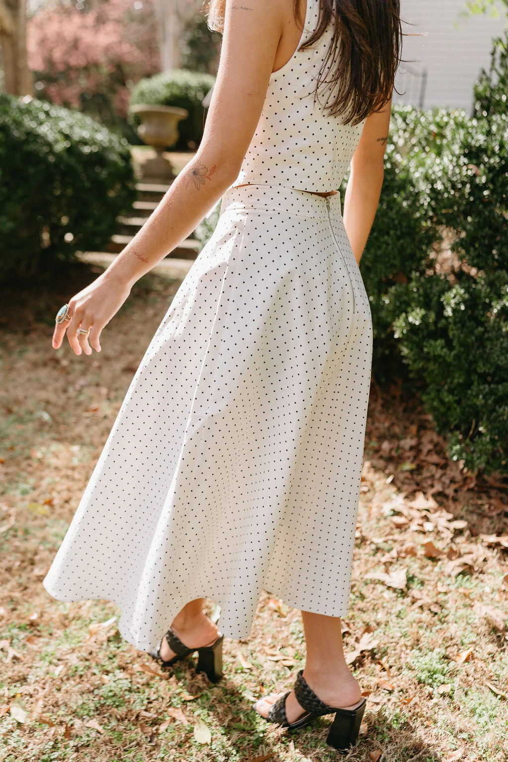 Arabella White & Black Polka Dot Midi Skirt - Image 6