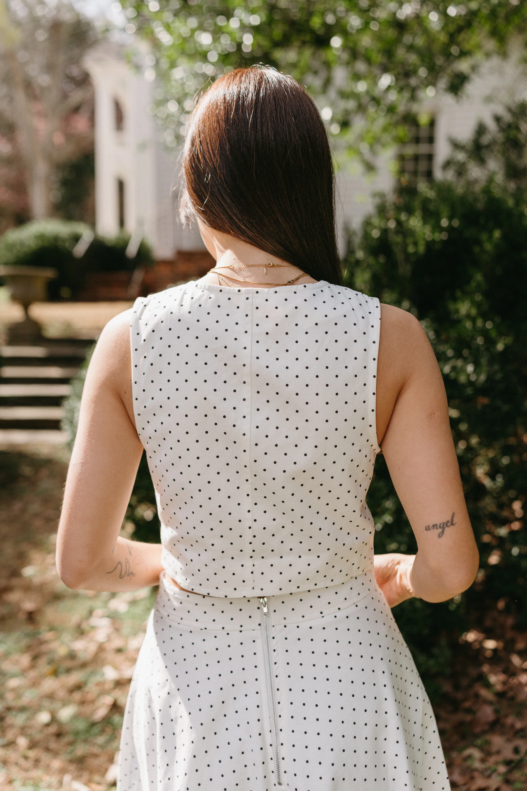 Arabella White & Black Polka Dot Vest - Image 7