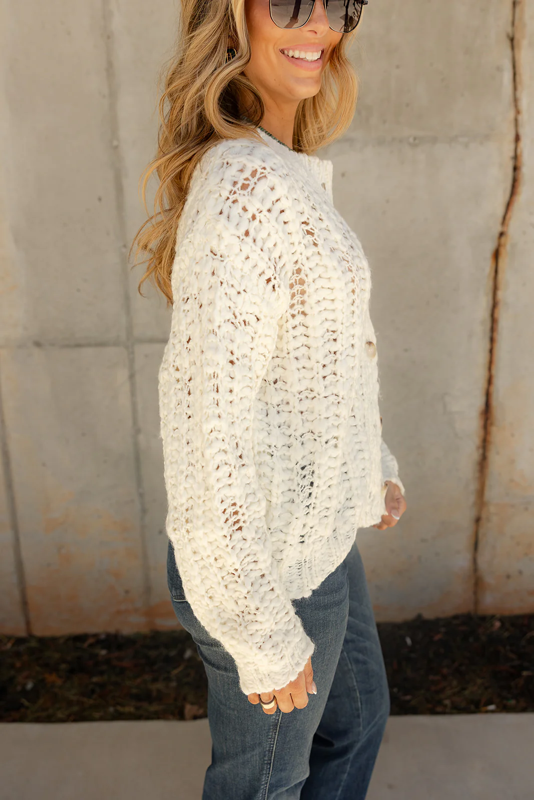 Aria Cream Cable Knit Cardigan - Image 5
