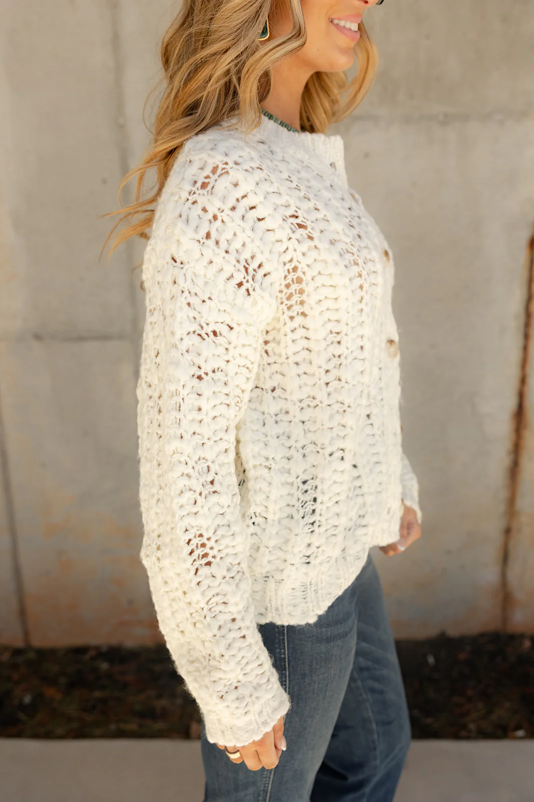 Aria Cream Cable Knit Cardigan - Image 7