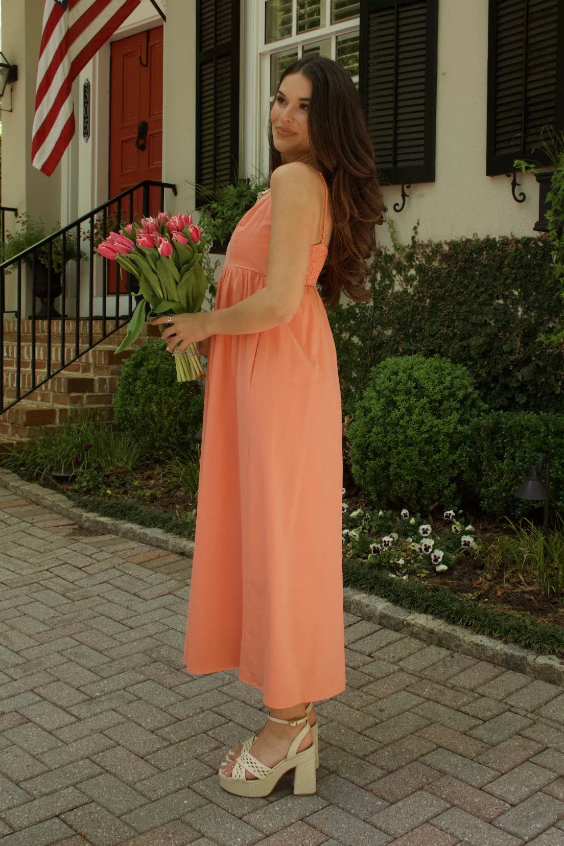 Aria Peach Midi Dress - Image 5