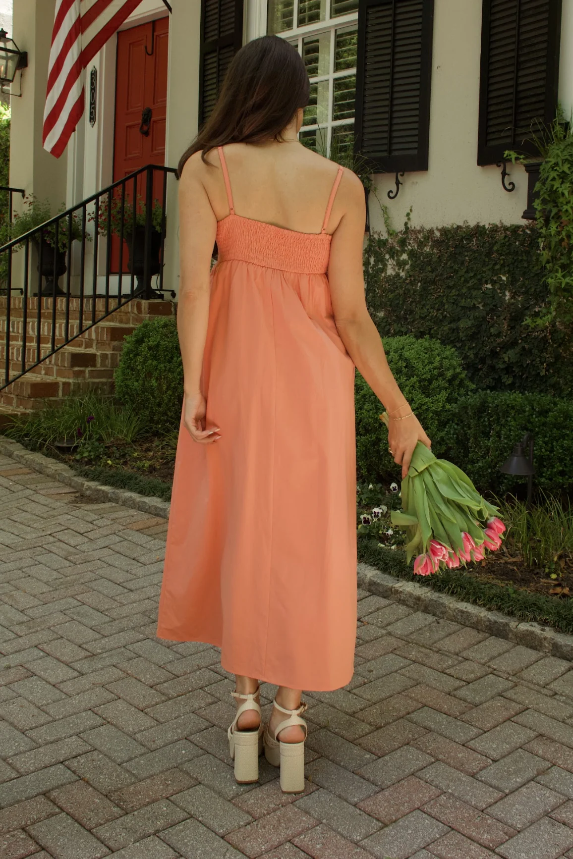 Aria Peach Midi Dress - Image 6