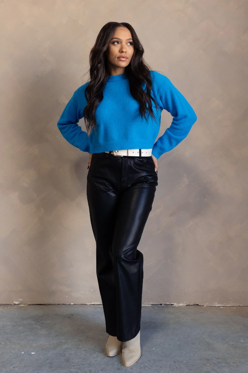 Aria Turquoise Blue Long Sleeve Sweater