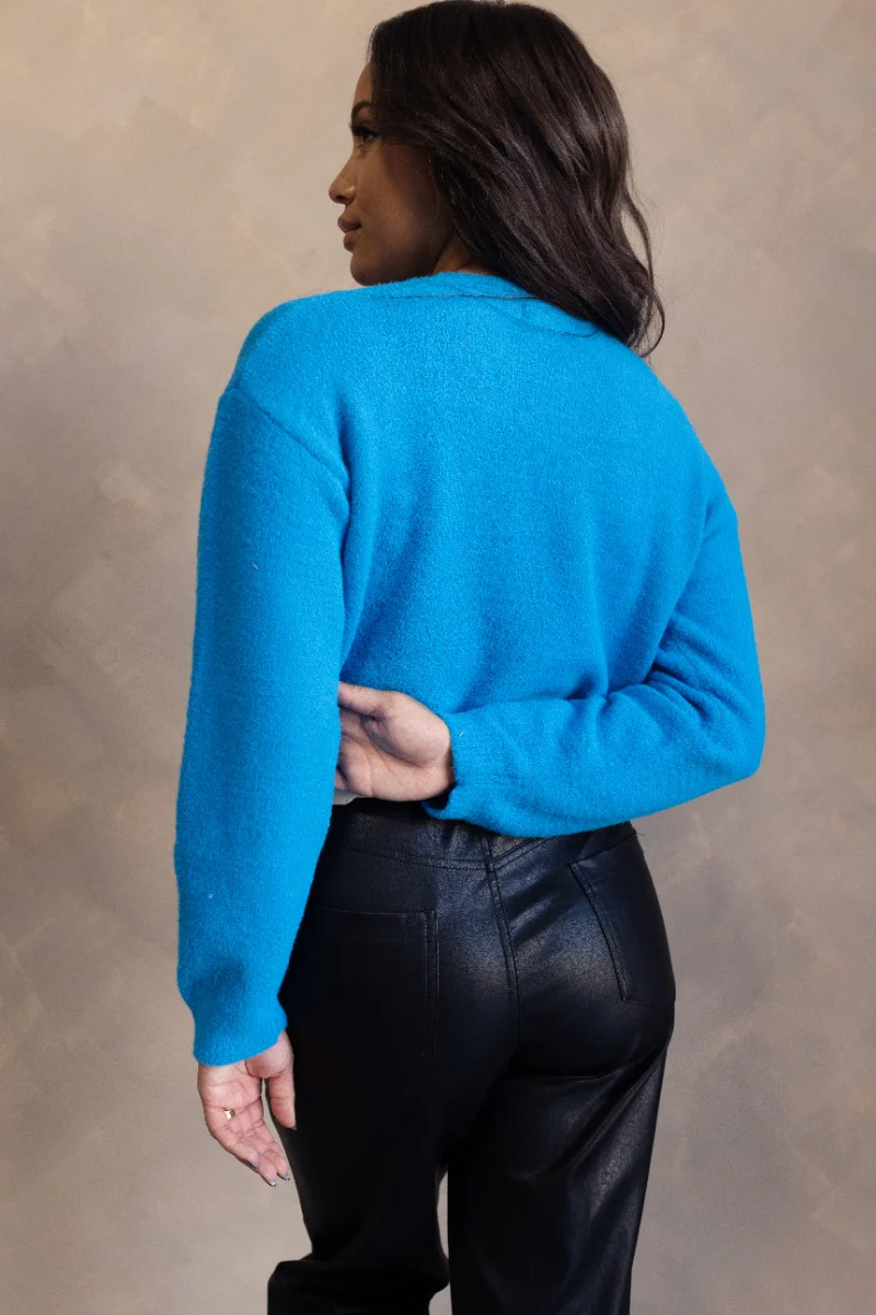 Aria Turquoise Blue Long Sleeve Sweater - Image 6