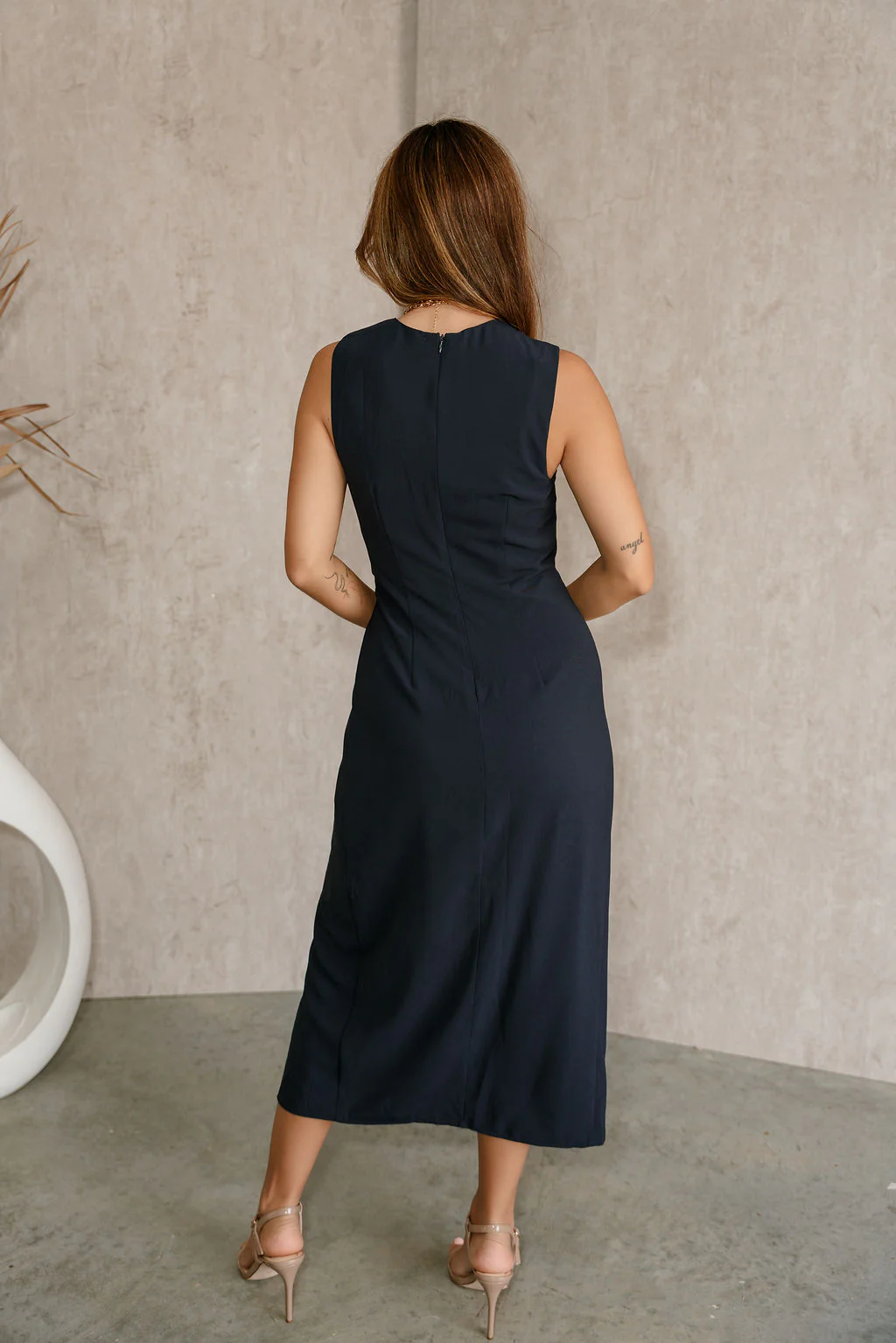Ariella Navy Sleeveless Midi Dress - Image 8