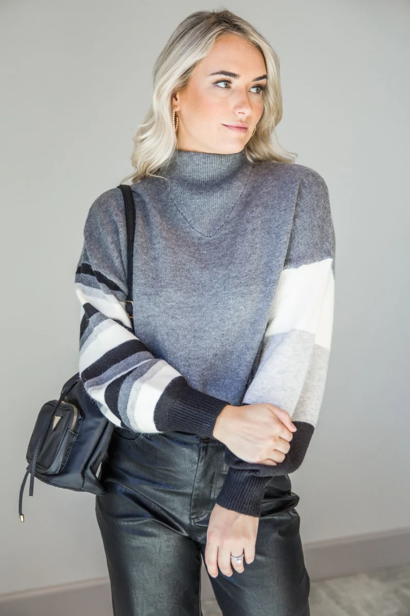 Arielle Grey Multi Long Sleeve Sweater