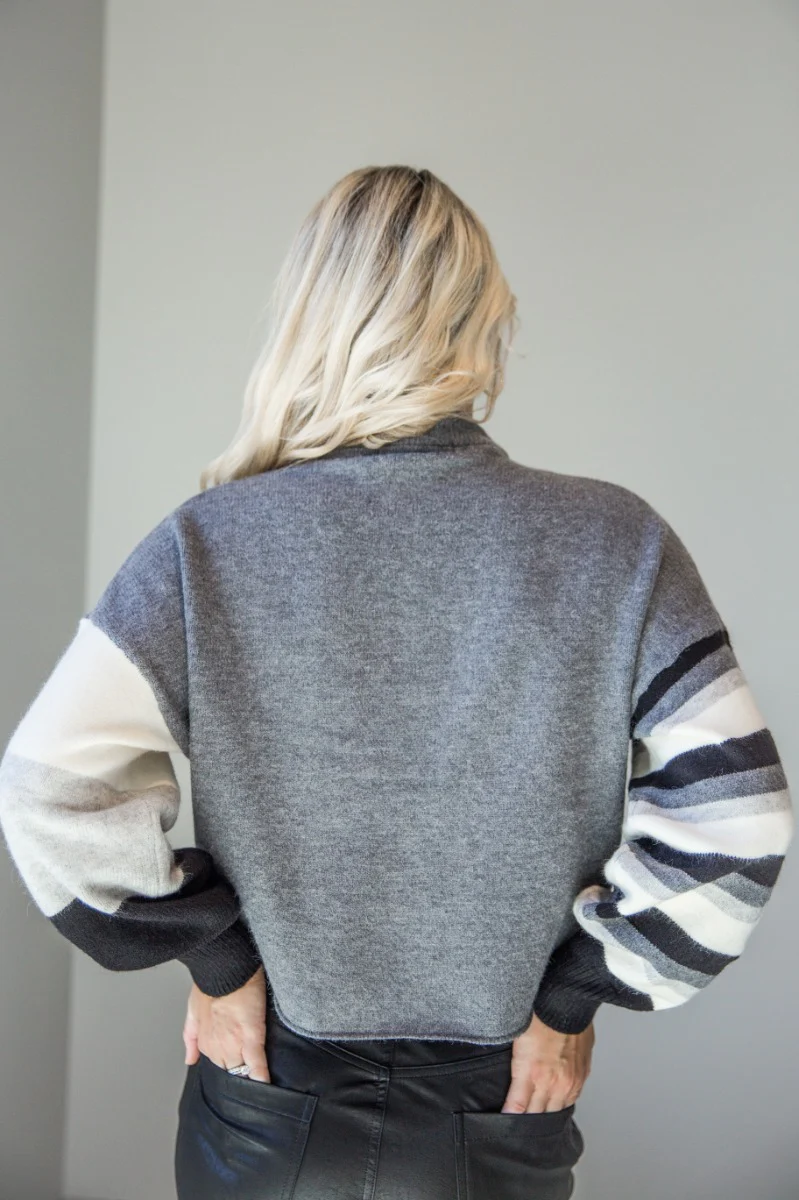 Arielle Grey Multi Long Sleeve Sweater - Image 6