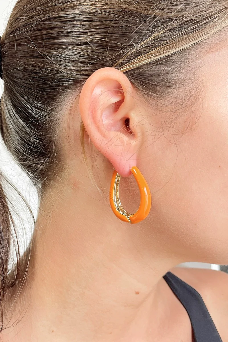 Around The Block Earrings in Orange
